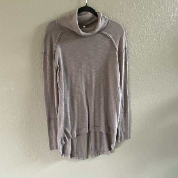 Free People Thermal Tunic Womens Medium Brown Split Back Turtleneck Oversized - Picture 1 of 12